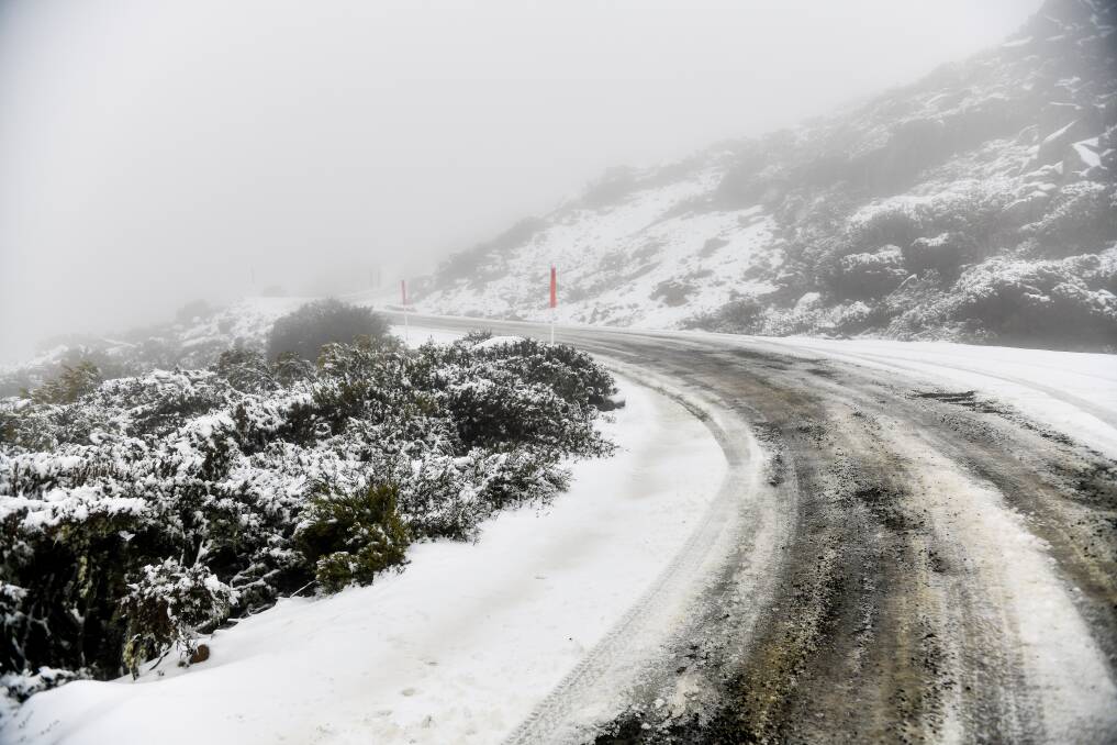 Snow covers roads at Ben Lomond during winter last year. Picture: Scott Gelston