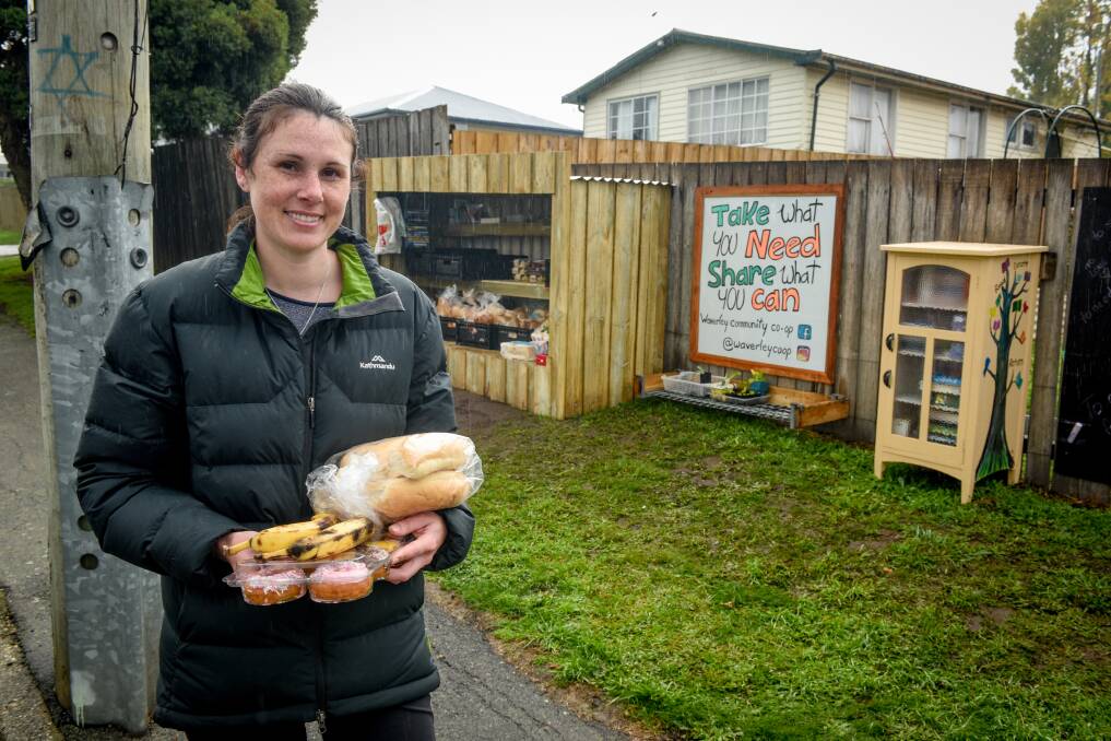 Danielle Watkins with some of the food available at the Waverley Community Co-op, started as a response to the lack of food in the area. Picture: Paul Scambler