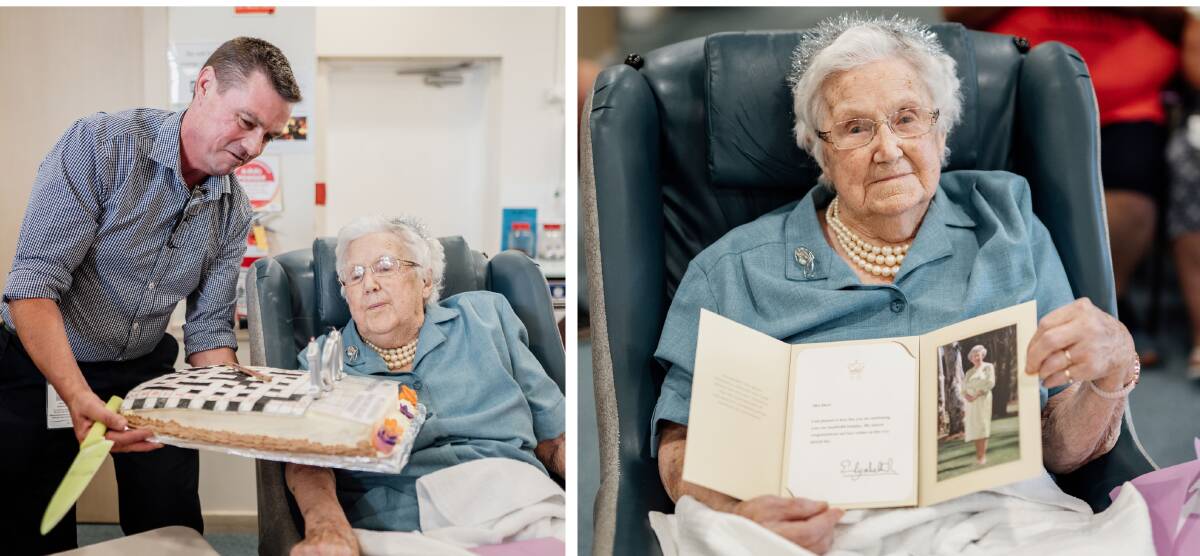 Doris Short celebrates her 100th birthday with friends and family. Picture: Nick Hanson