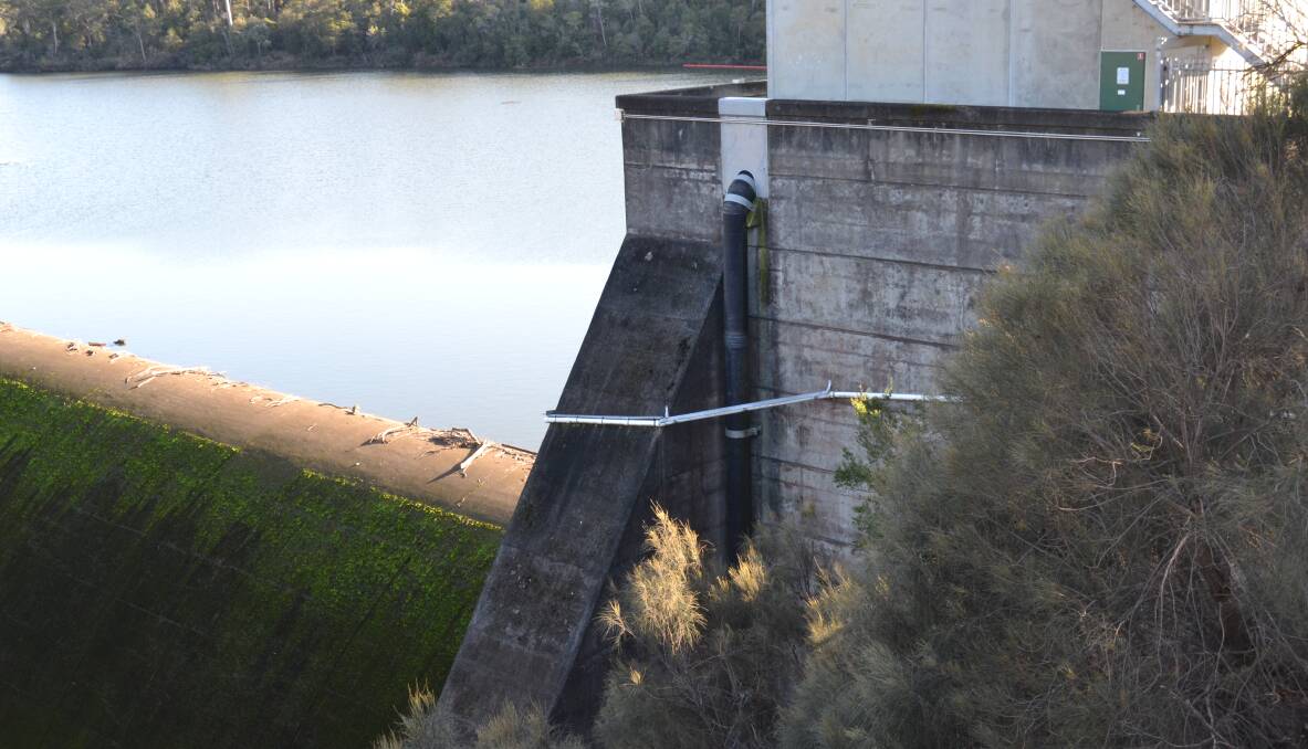 The elver ladder at Trevallyn Dam, installed in the 1990s, allows eels to migrate upstream. But the downstream route has been problematic. Picture: Adam Holmes