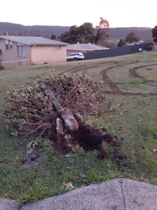An example of damage caused to her property as a result of intimidation in the area. Picture: supplied.