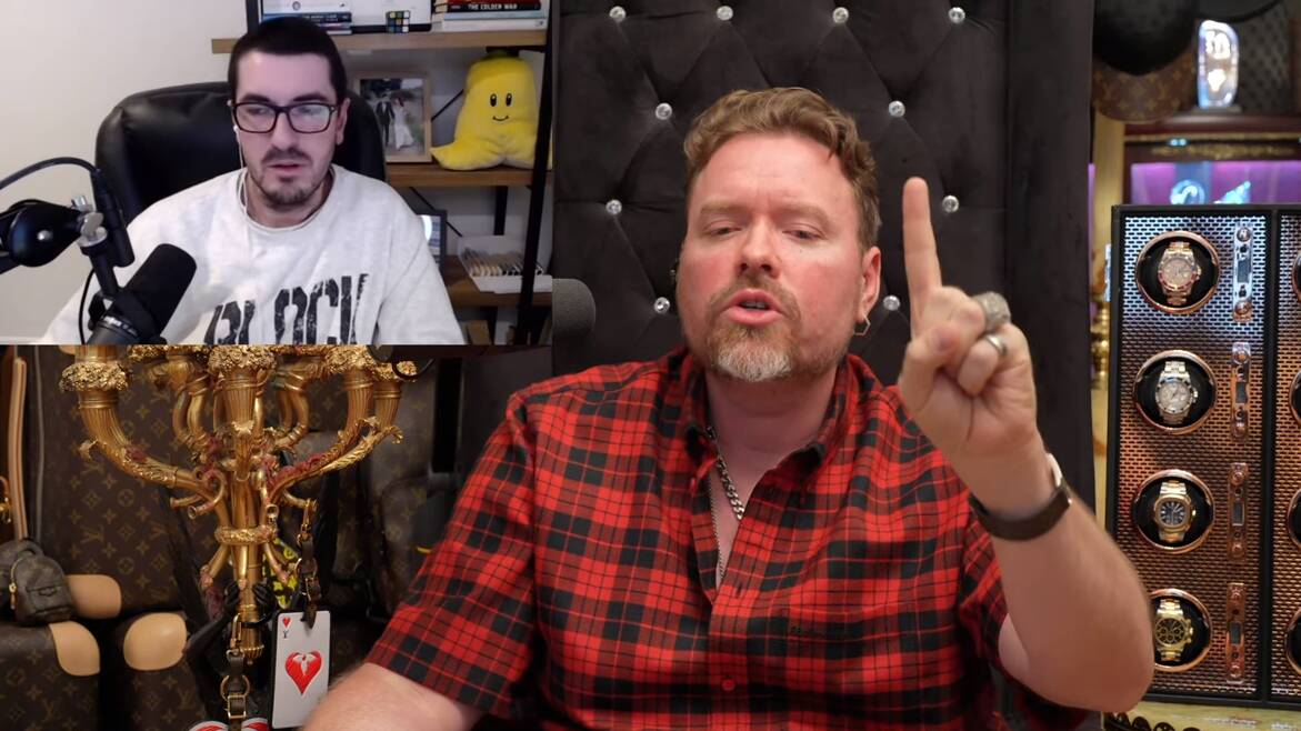 Allegations regarding Alex Saunders, top left, were raised following a heated live stream argument with US crypto influencer Richard Heart on July 18. Image: YouTube/Richard Heart