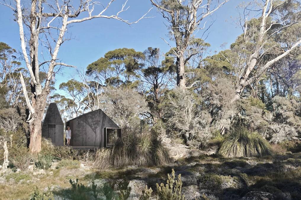 An artist's impression of the standing camp proposal on Halls Island in Lake Malbena.