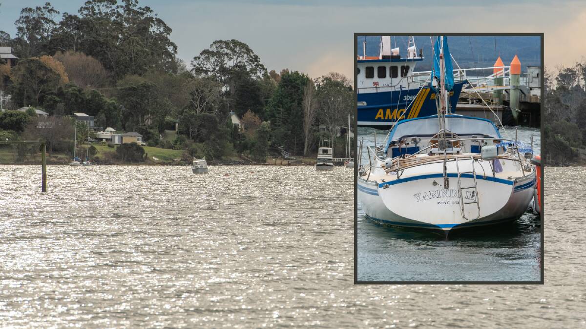 The water at Deviot near where Wednesday's drowning occurred, and (inset) the 30-foot yacht that the couple had tried to retrieve from the Tamar during strong winds. Pictures: Paul Scambler