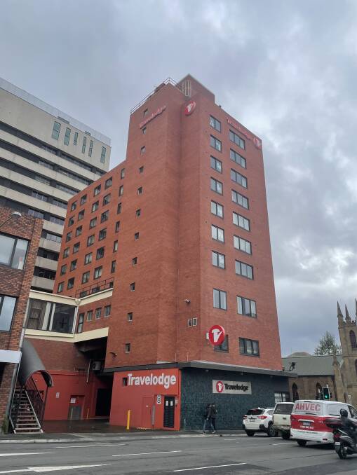 The man was able to walk out of the Travelodge Hotel in Hobart despite being in hotel quarantine, with CCTV not detecting his movements. Picture: Adam Holmes