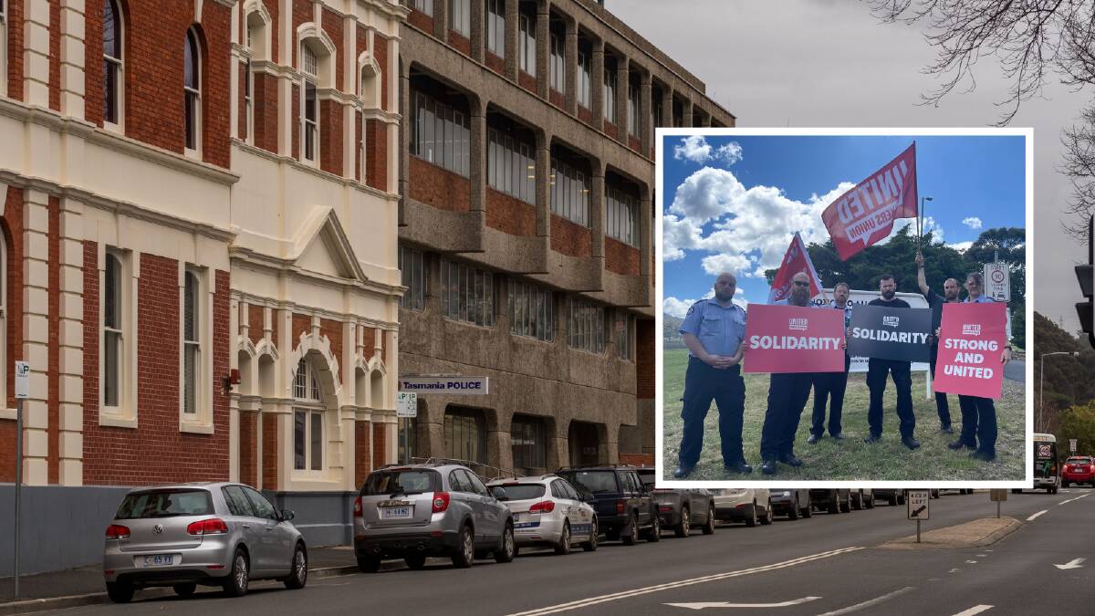 The Launceston Reception Centre - usually used for short-term remand alongside the police station - is increasingly housing inmates long-term. Prison workers protested their conditions on Wednesday. Pictures: Phillip Biggs/Adam Holmes