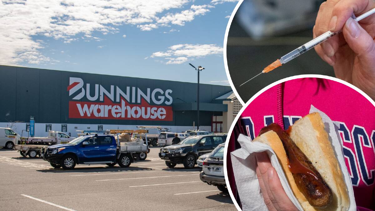 Bunnings outlets in the North and North-West will host vaccination clinics in their car parks this weekend, giving Tasmanians the chance to get the snag and jab double. Pictures: Paul Scambler/Phillip Biggs