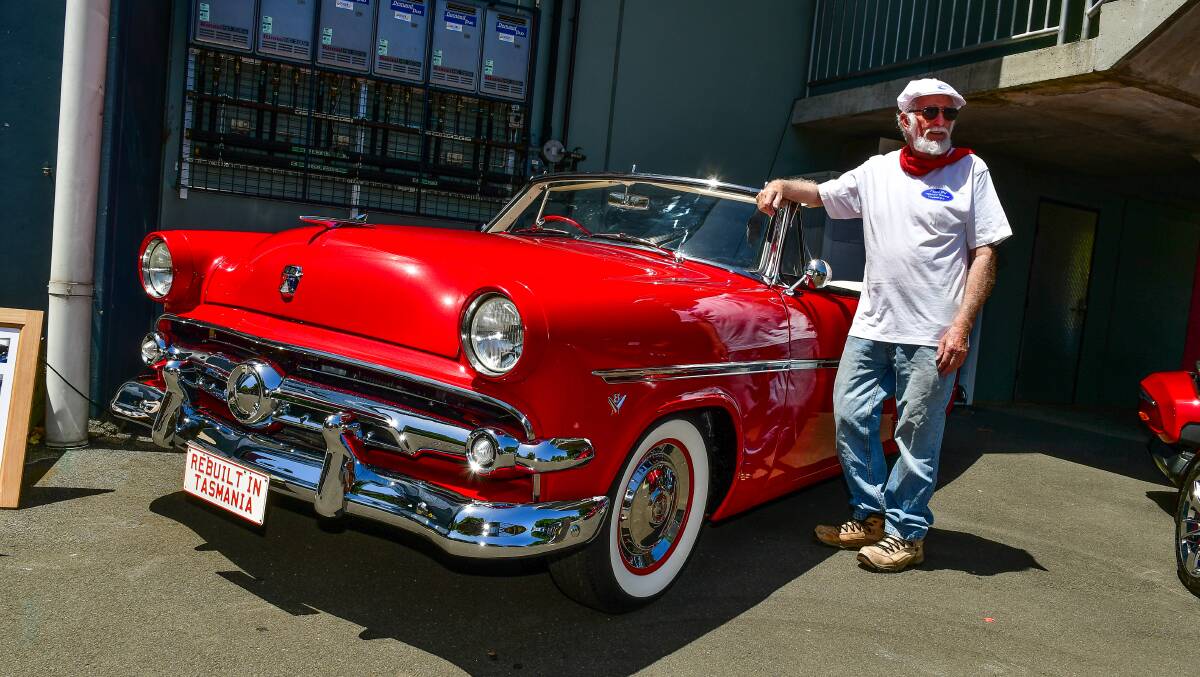 Bill O'Connor took his 1954 Ford Crestline Sunliner for its first drive since its six-year restoration on the weekend. Picture: Scott Gelston