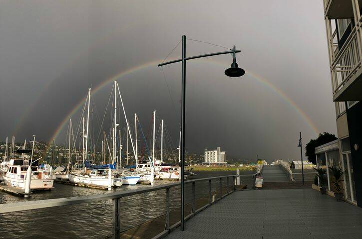 The scene at Seaport just before heavy rain arrived on Tuesday morning. Picture: Jacinta Louise Hollow