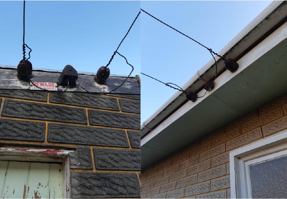 Live wires protrude from the side of the house at Smithton. It was one of a range of problems with the structure. Picture: Supplied