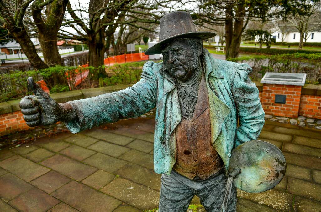 John Millwood's name features on a plaque alongside the John Glover statue in Evandale. Picture: Scott Gelston