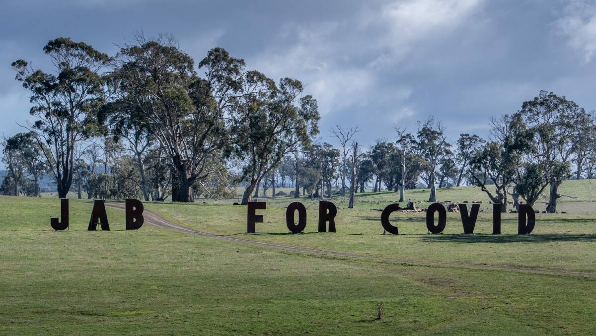 A sign in a paddock in Devon Hills, south of Launceston. Picture: Paul Scambler