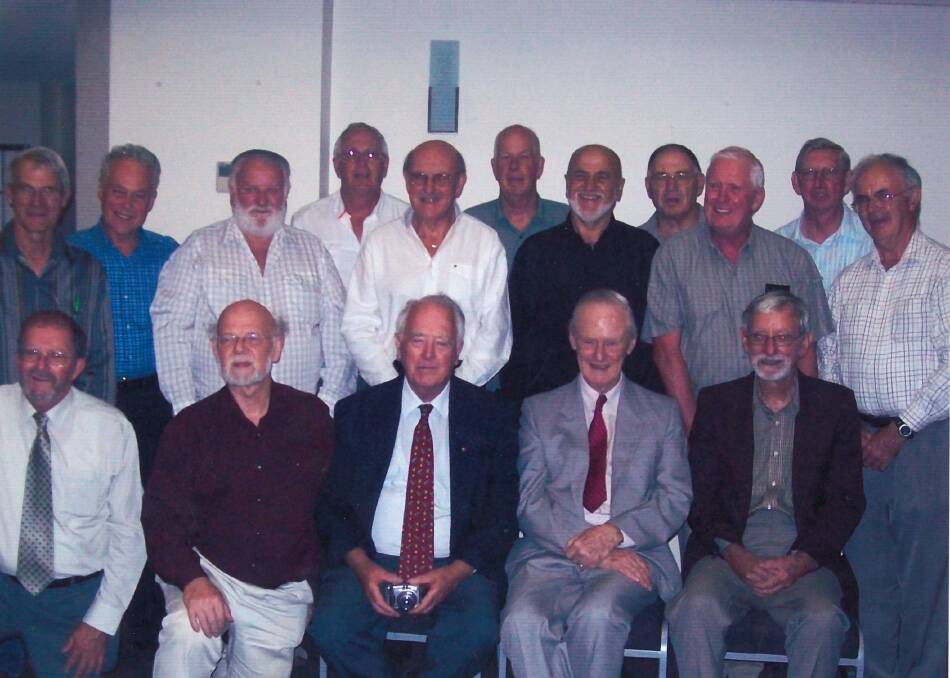 Former staff and students at a reunion in 2010, including Stephen 'Strawb' Smyth (front row, second from right) and John Phelps (middle row, fourth from left). Picture: Supplied