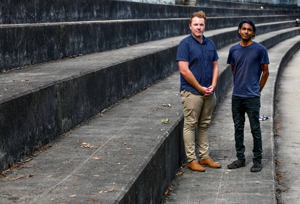 Liam Spicer and Allan Pillai have helped to develop Tasmania's techno music scene in the past three years. Picture: Scott Gelston