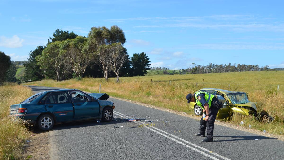 Police at the scene of the crash on Pipers River Road on Christmas Day. Picture: Adam Holmes