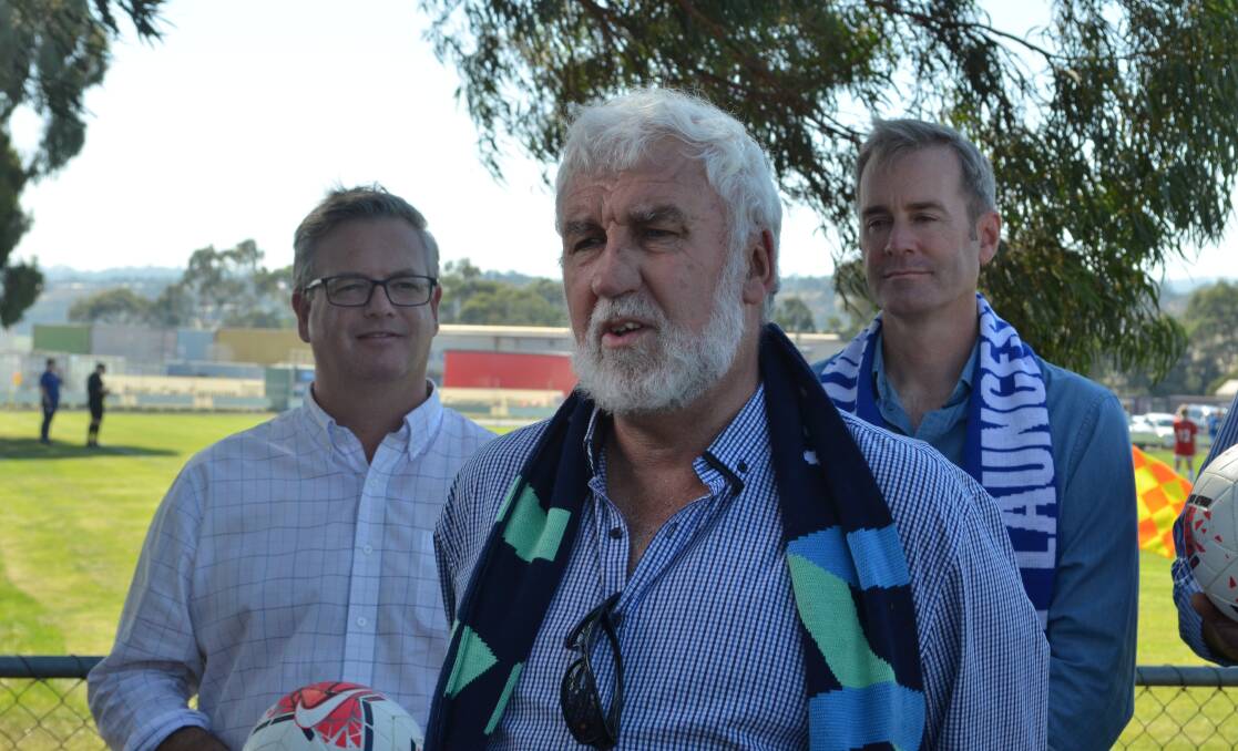 Football Tasmania president Bob Gordon speaks at a press conference in Launceston on Saturday. Picture: Adam Holmes