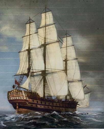 An artist's impression of HMS Colossus - one of the most imposing battleships in the British fleet in the late 18th century.