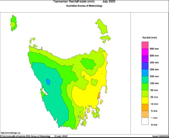 The Bureau of Meteorology says rainfall across the state - but particularly in the North - for July was far below average, and in some places was at record lows for July. Image: Bureau of Meteorology