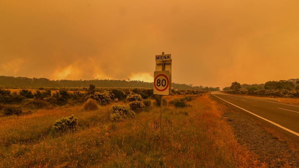 The Central Plateau bushfire burns near Miena in January. Picture: Paul Scambler