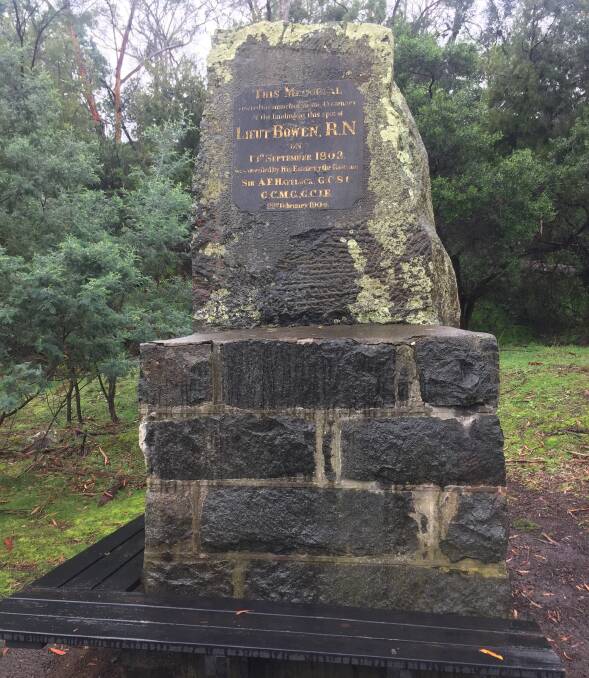 The Bowen monument at Risdon Cove.