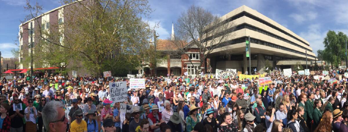 The crowd packed out Civic Square on Friday. Picture: Scott Gelston