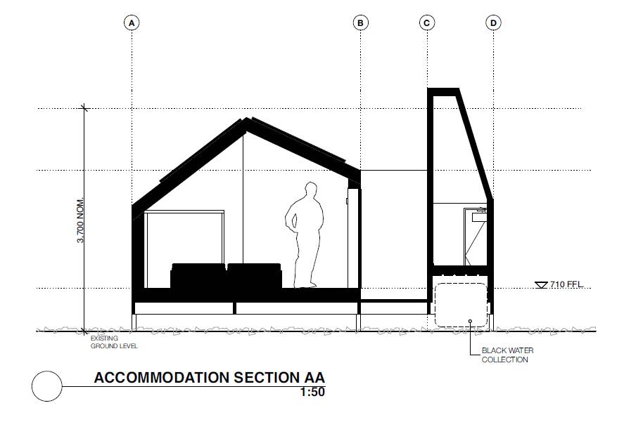 The design of the accommodation huts on Halls Island.