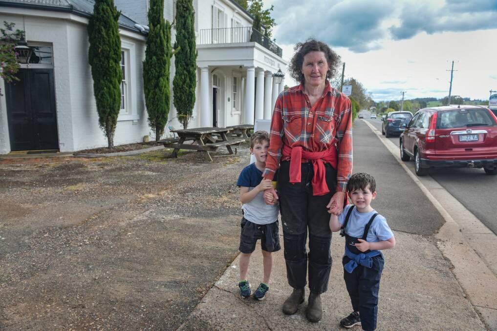 Rosemary Collins of Whitemore, with great nephews Oli and Dustin, is concerned about the future of Westbury. Picture: Paul Scambler