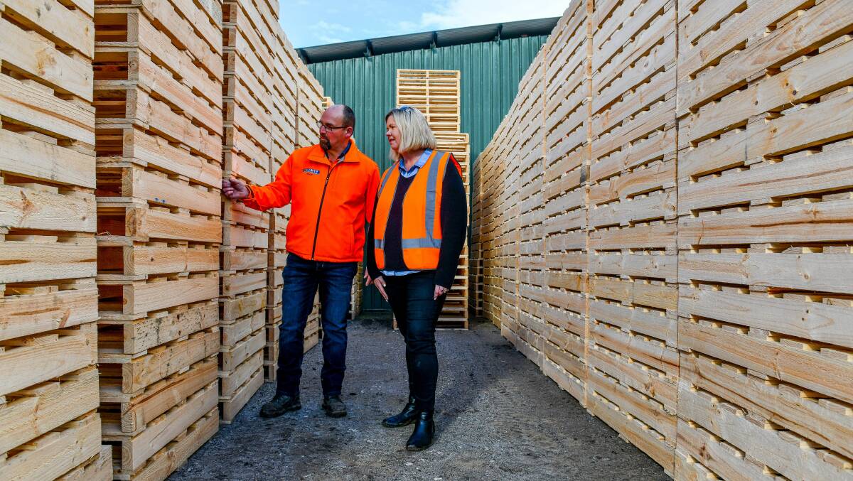 Bridget Archer visited the Branxholm sawmill on Monday, and said government funding to small businesses would help to create more jobs, lifting people out of poverty. Picture: Scott Gelston