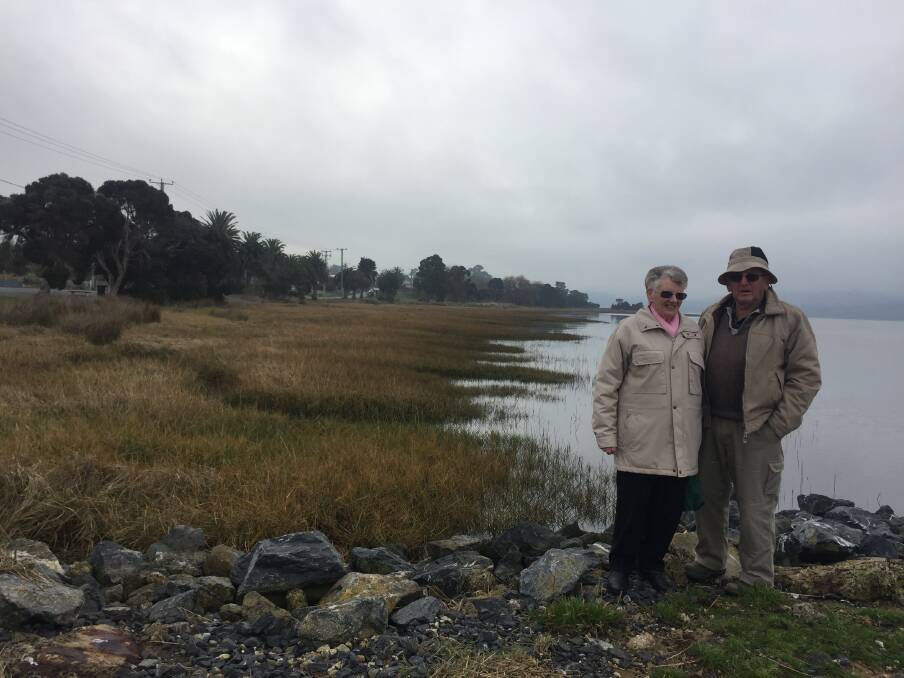 Catherine and Barry Blenkhorn will continue campaigning for a public park to stretch all the way along the Gravelly Beach foreshore on top of the ricegrass. Picture: Adam Holmes
