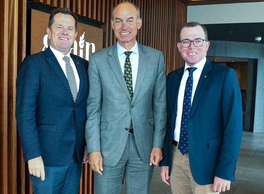 Agriculture Ministers from South Australia, Tasmania and New South Wales - Tim Whetstone, Guy Barnett and Tim Whetstone. Picture: Neil Richardson