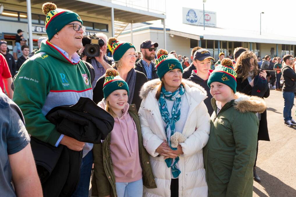 Prime Minister Scott Morrison and family at the NTFA grand final at Windsor Park. Picture: Phillip Biggs