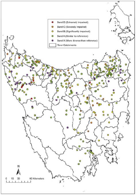 Spatial data shows varying levels of river decline across the North and North-West. Image: DPIPWE