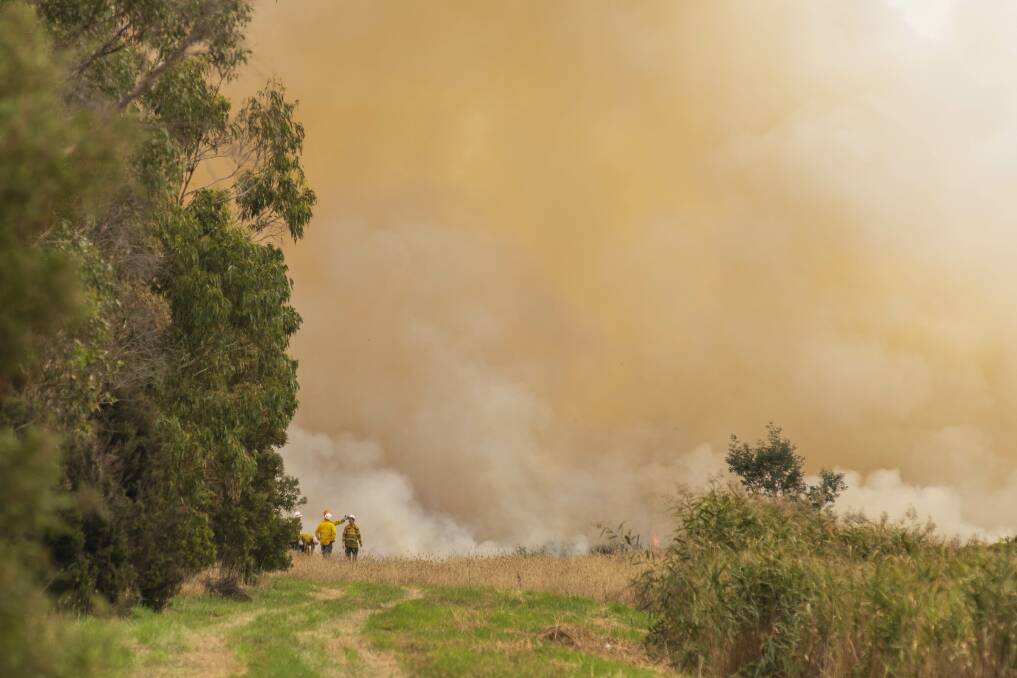 A fuel reduction burn is conducted near the West Tamar Highway in Riverside in March. Picture: Neil Richardson