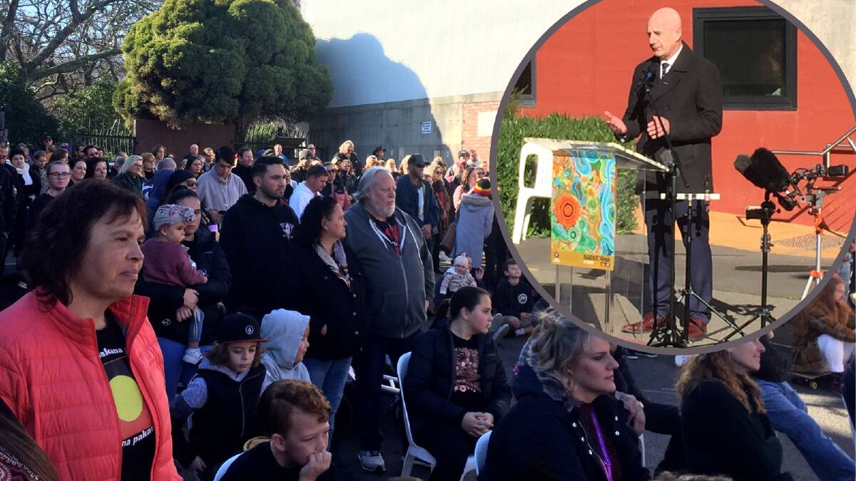 A large audience gathered at the TAC on Charles Street for the NAIDOC Week flag raising ceremony, where Premier Peter Gutwein provided an address. Pictures: Adam Holmes