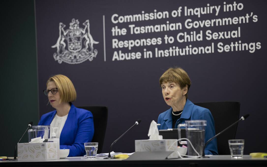 Commissioner Professor Leah Bromfield and president Marcia Neave AO also questioned Mr Pervan about how certain matters would be responded to. Picture: Maren Preuss