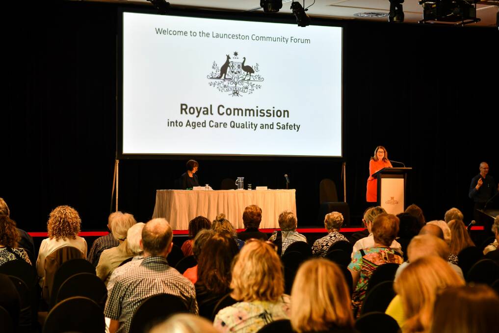 Royal Commissioner Lynelle Briggs speaks to the audience at the Aged Care Royal Commission community forum in Launceston on Thursday. Picture: Scott Gelston