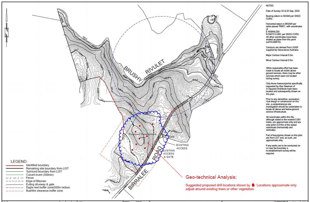 The location of the proposed core investigation drilling, and setbacks. Image: Department of Justice
