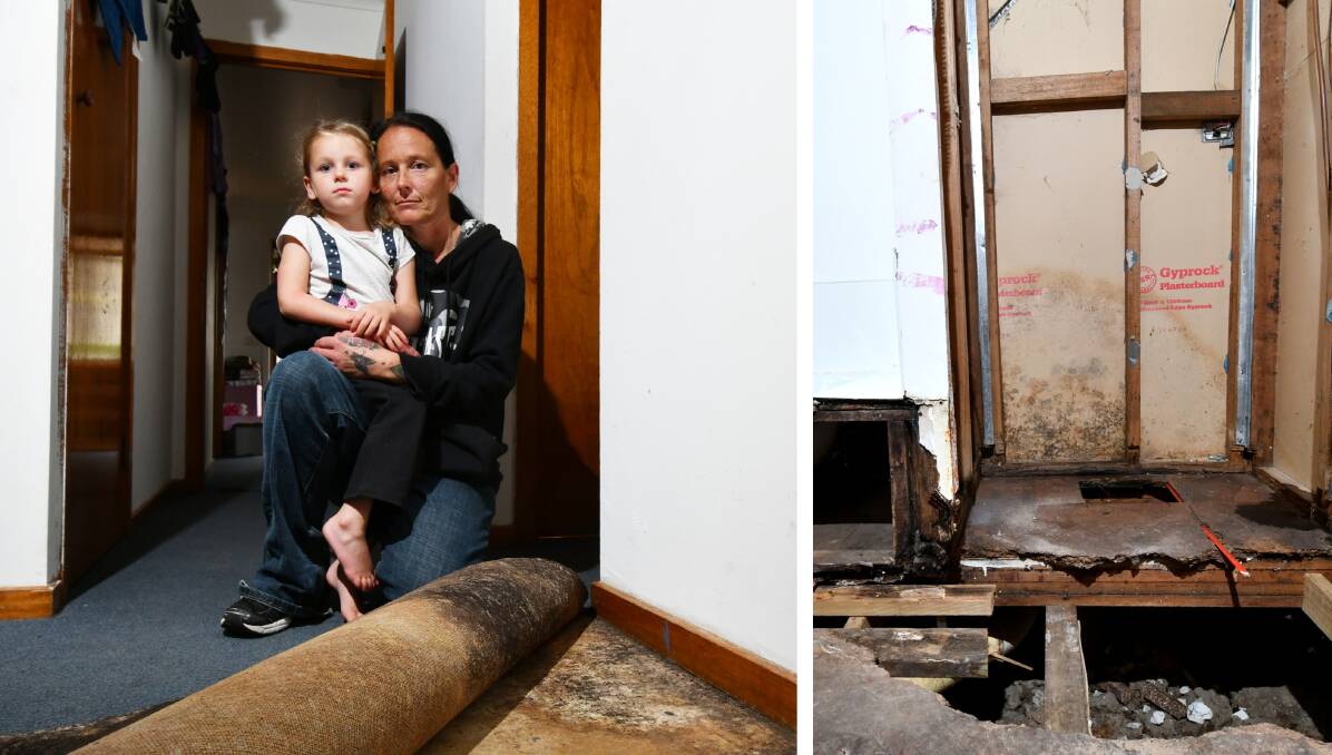 A Devonport family had to be relocated after builders found mould eating away at the structure of their Housing Tasmania house. Pictures: Brodie Weeding