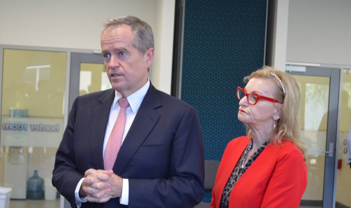 Former Labor leader Bill Shorten with Tasmanian senator Helen Polley in Launceston on Tuesday. Picture: Adam Holmes