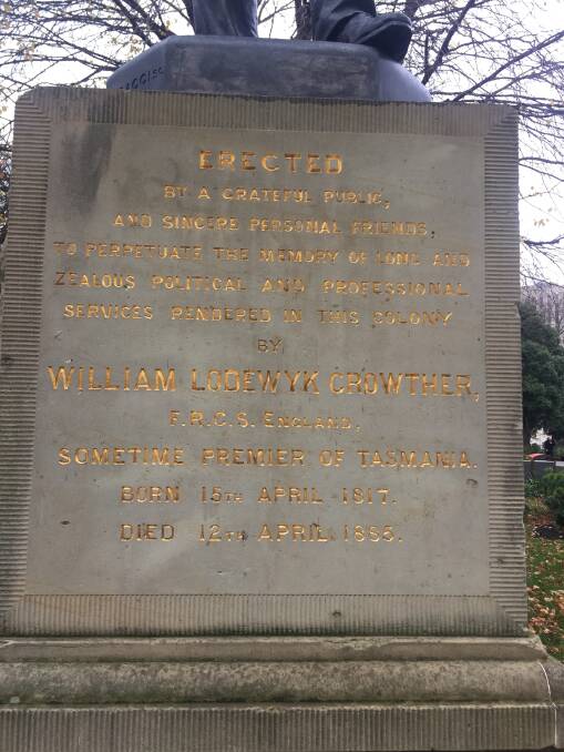 The inscription on the Crowther statue.
