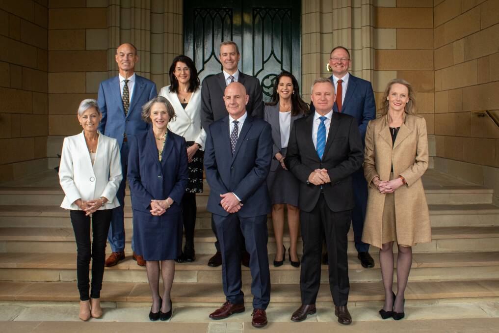 The Liberal cabinet with the Governor after the May election, which has since seen Jane Howlett move to the backbench to be replaced by Nic Street, and the resignations of Sarah Courtney and Peter Gutwein.