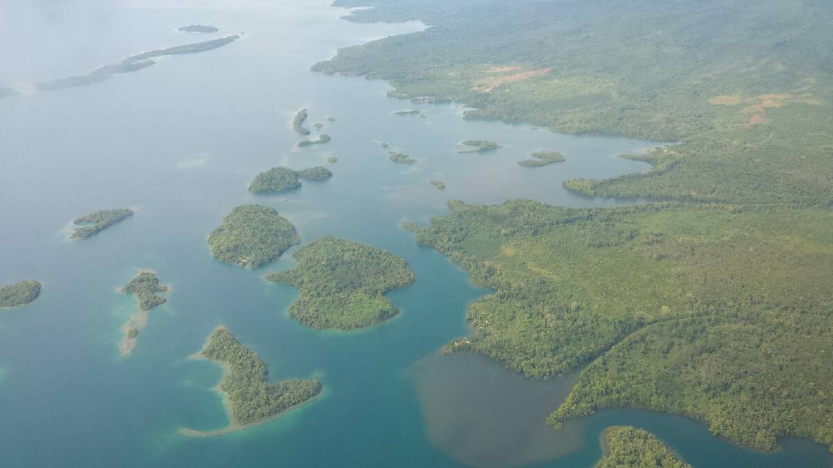 Logged virgin forest in the Marovo Lagoon can be seen while flying into the Solomon Islands. Picture: Supplied
