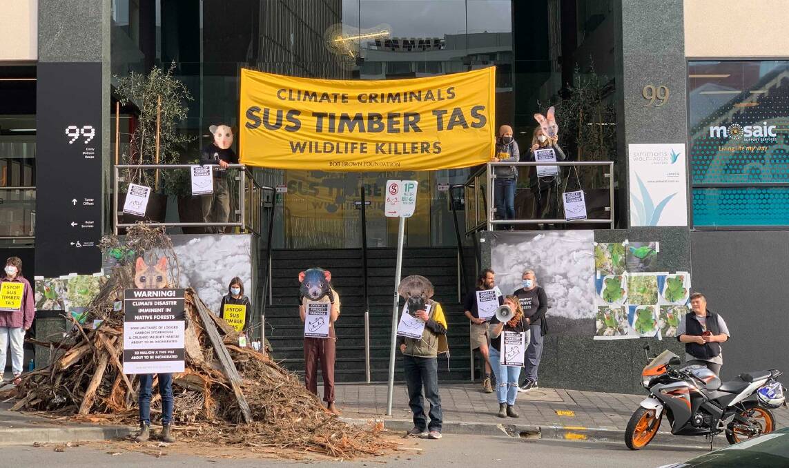 A Bob Brown Foundation spokesperson said the protest did not restrict access to the Bathurst Street building - only to the Sustainable Timber Tasmania offices.