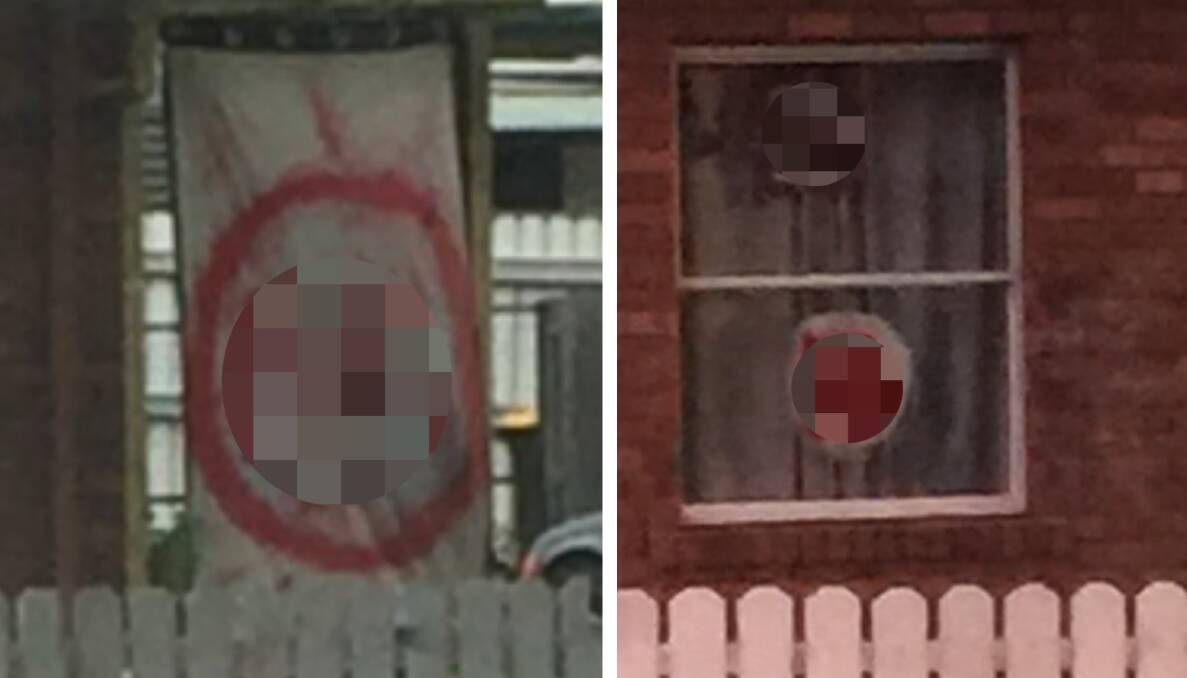Swastikas hung from the front of a Perth house in early 2020.