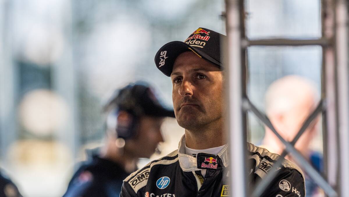 Holden driver Jamie Whincup ponders his error in qualifying which saw him leave the track at the hairpin and start from 15th, before crashing out early.