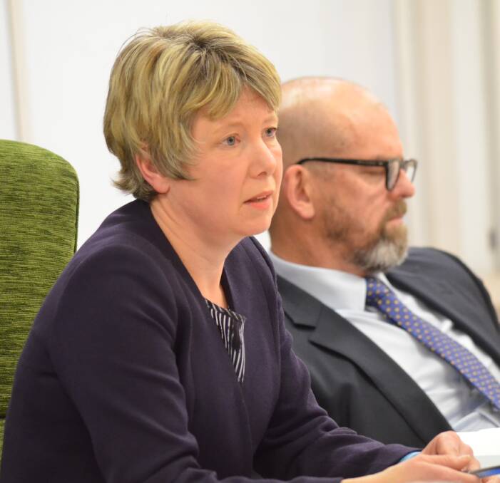 ESTIMATES: Attorney-General Vanessa Goodwin faces a budget estimates hearing in Hobart on Tuesday flanked by Justice Department Secretary Simon Overland. Picture: Georgie Burgess