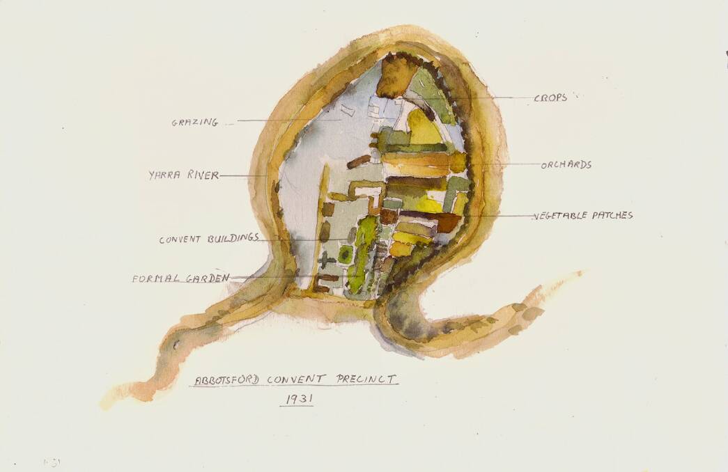 MAP: 'Aerial perspective Abbotsford Convent Precinct, 1931' by Mary Peacock. Picture: Supplied.