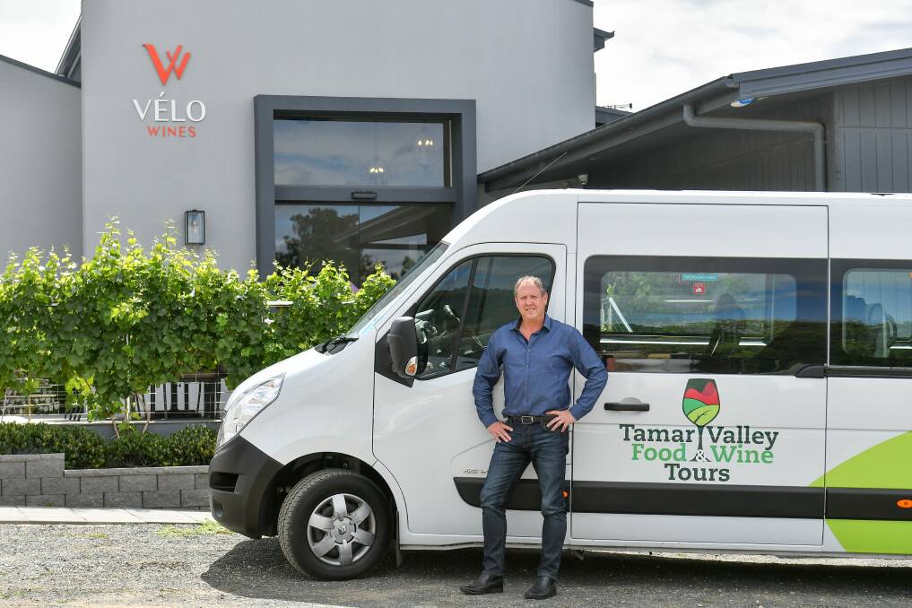 Venture-minded: Jan Barkhuizen of Tamar Valley Food and Wine Tours with his "top-of-the-line" tour van at Velo. Picture: Scott Gelston