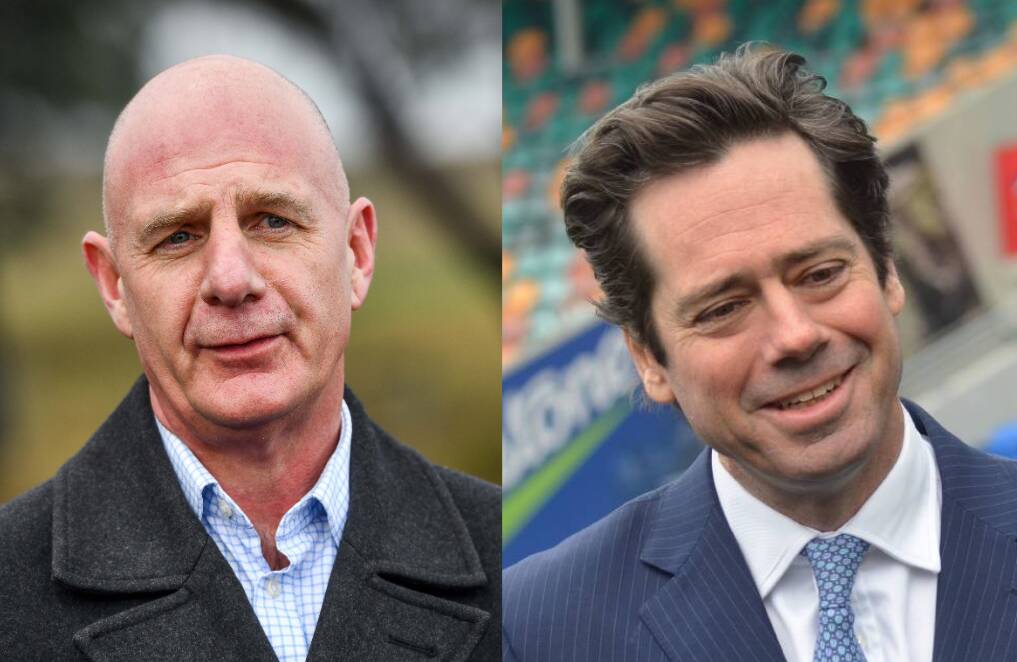 Tasmanian Premier Peter Gutwein and AFL chief exeuctvie Gillon McLachlan. 