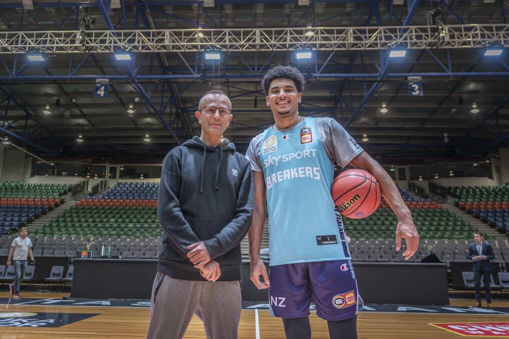 Back on deck: Breakers head coach Dan Shamir and Tai Webster. Picture: Craig George
